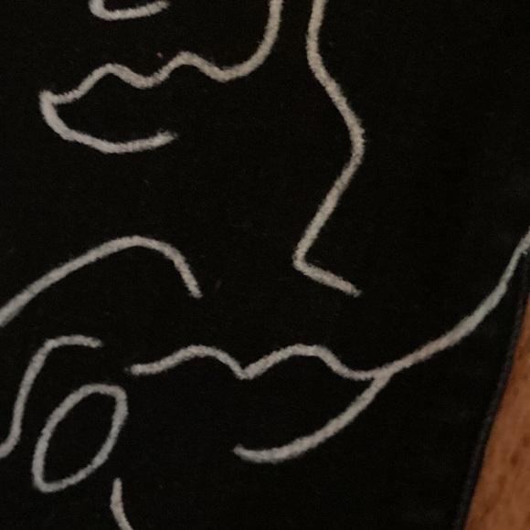 Hand painted white face drawing Matisse Picasso style on black American Eagle 10 - Picture 4 of 10